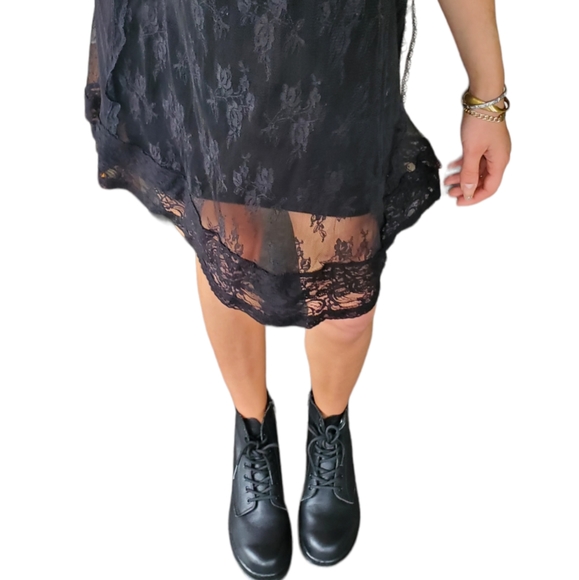 DIESEL black lace mini t-shirt dress Wednesday Addams style Size S - Picture 8 of 8